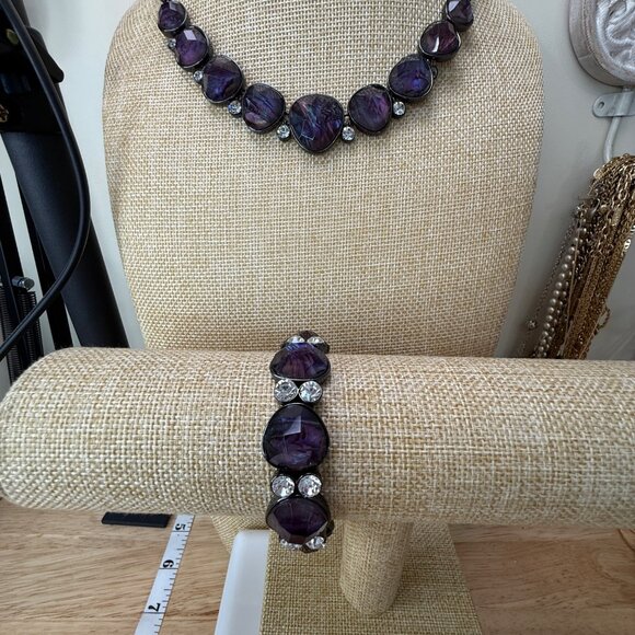 Jones New York Purple Stone Necklace & Bracelet Set With Crystal Accents - Picture 3 of 15